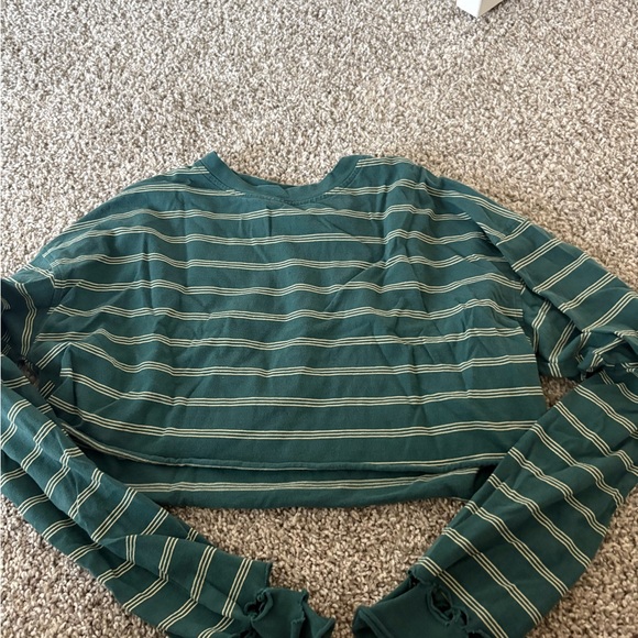 Joah Brown Teal Striped Top - Picture 1 of 3